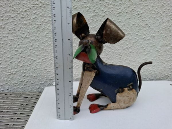 Zittende hond van metaal - Afbeelding 3